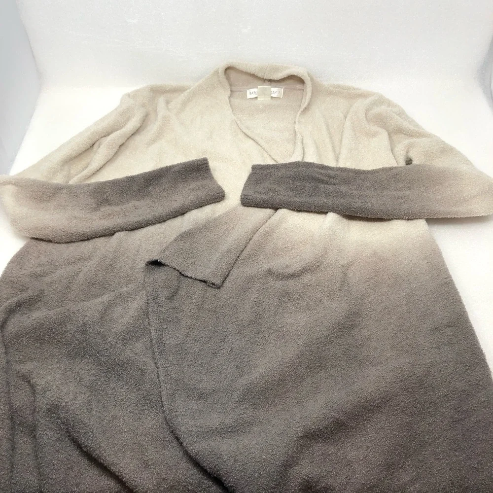 Barefoot Dreams Cardigan Gray Cream Ombré Open Front Size S/M Cozy